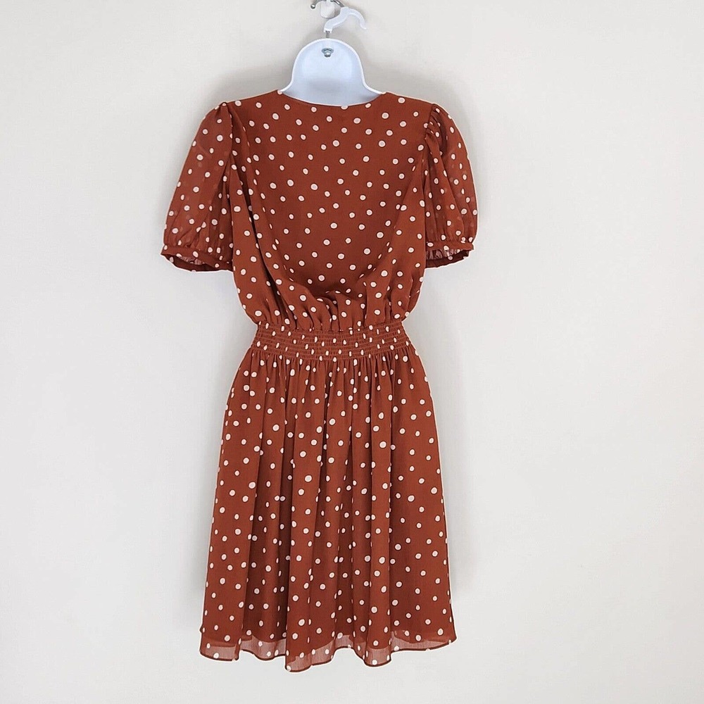 Madewell Smocked Waist Mini Dress Button-Front Short Sleeve V Neck Size XS - Picture 5 of 14